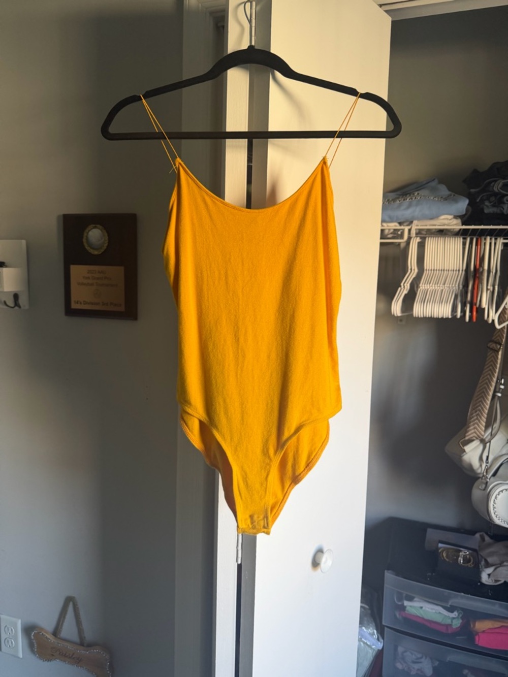 Fashion Nova Yellow Spaghetti Strap Bodysuit